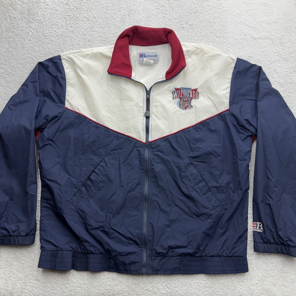 VTG Boathouse Villanova Wildcats Windbreaker Jacket Mens L Blue White Full Zip
